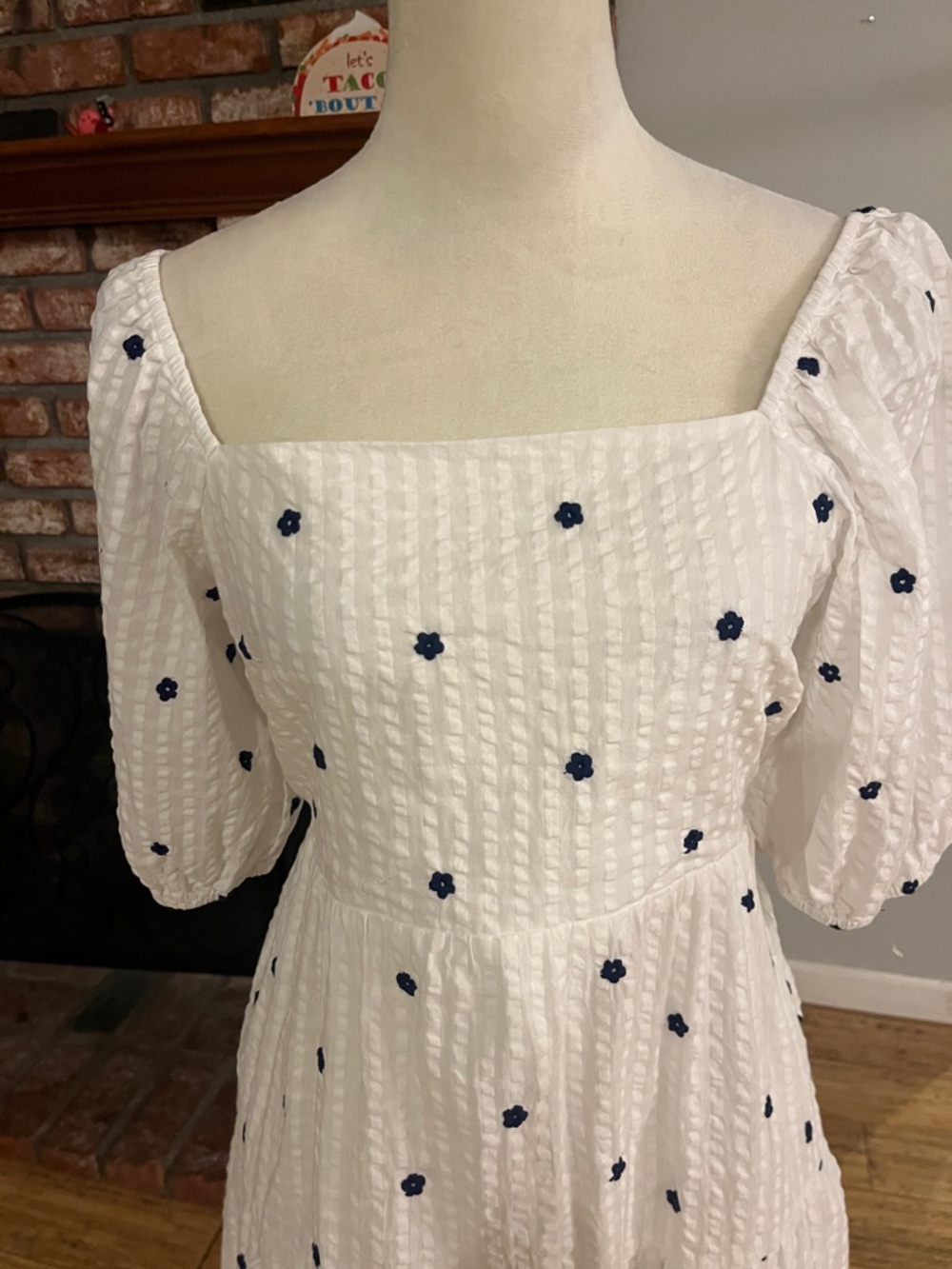Rails White Mini Dress with Navy Floral Embroidery - Picture 2 of 5